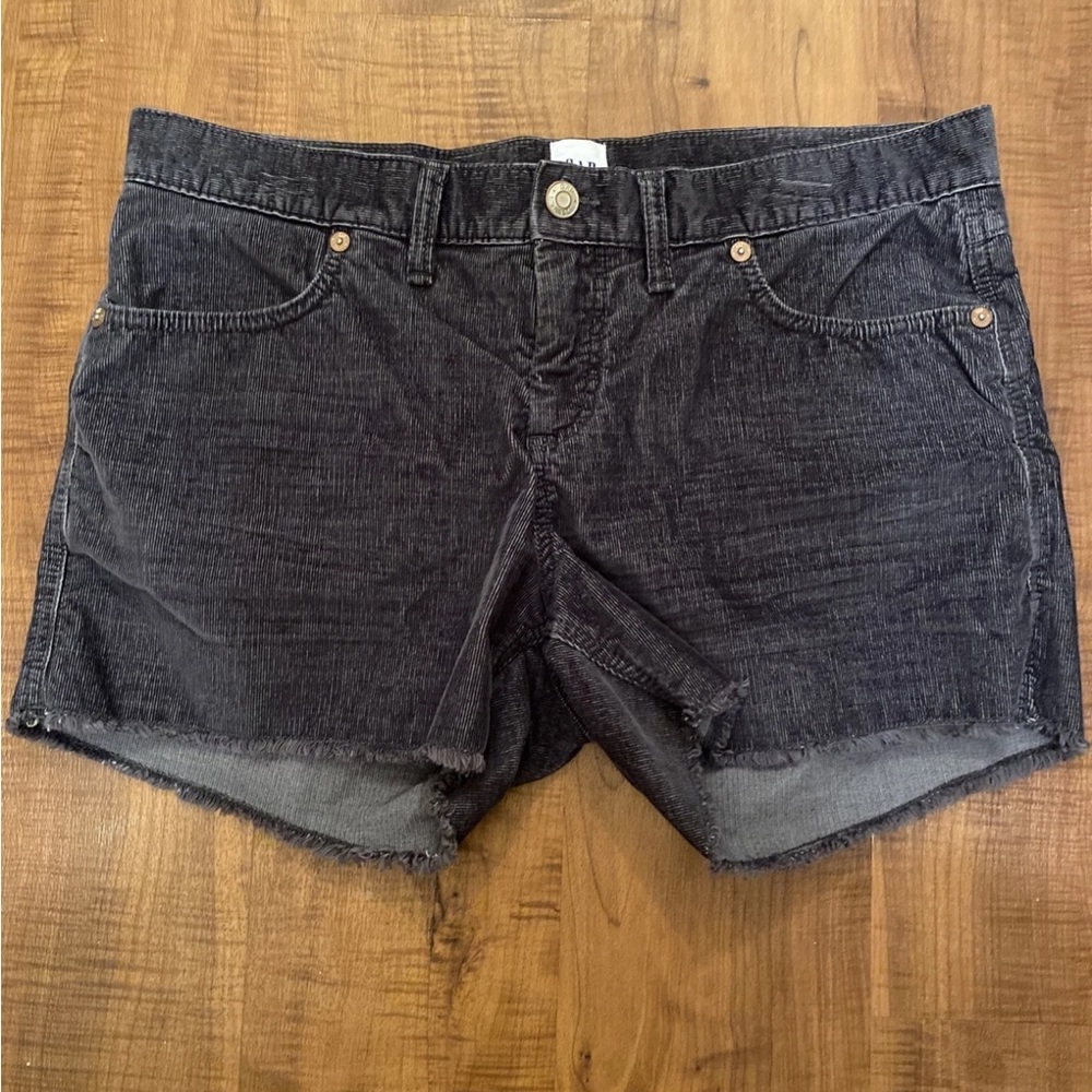 Gap Women's Gray Corduroy Shorts Size 10 Cut Off Raw Edge Hem